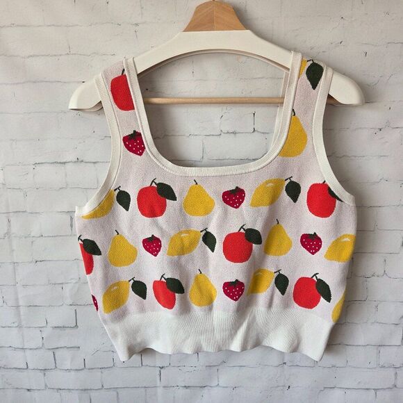 & Other Stories Fruit Print Tank Top Size EU M US 8 / 10 Knit Pullover Vest - Picture 2 of 9